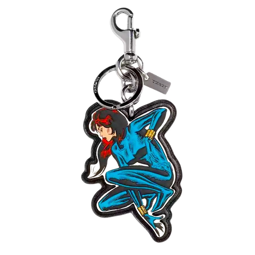 Coach Marvel Limited Edition Black Widow Leather Bag Charm Keychain - Picture 1 of 3